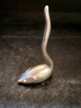 Vintage Silver-Plated Mouse Figurine Ring Holder